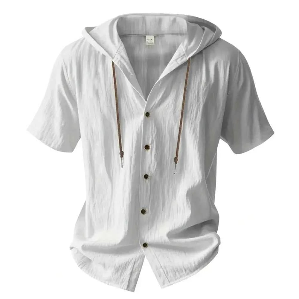 Relaxed Hooded Button-Up Shirt