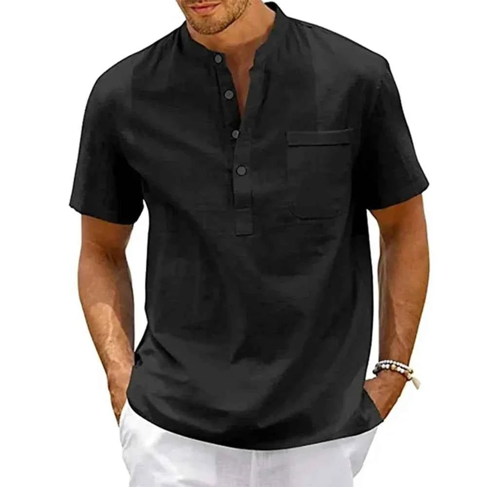 Relaxed Band Collar Shirt