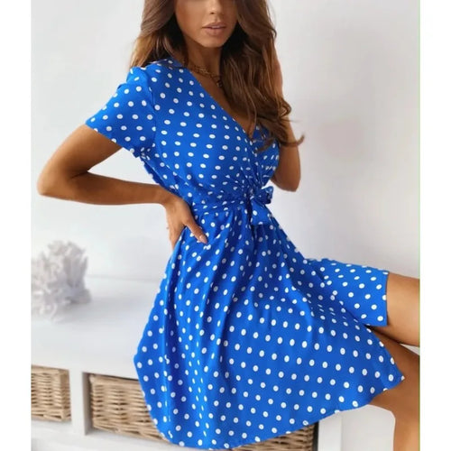 Polka Dot Wrap Mini Dress