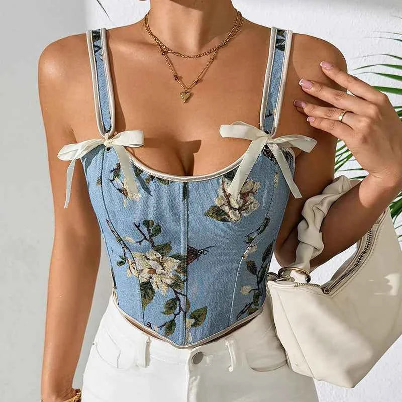 Floral Butterfly Corset Top