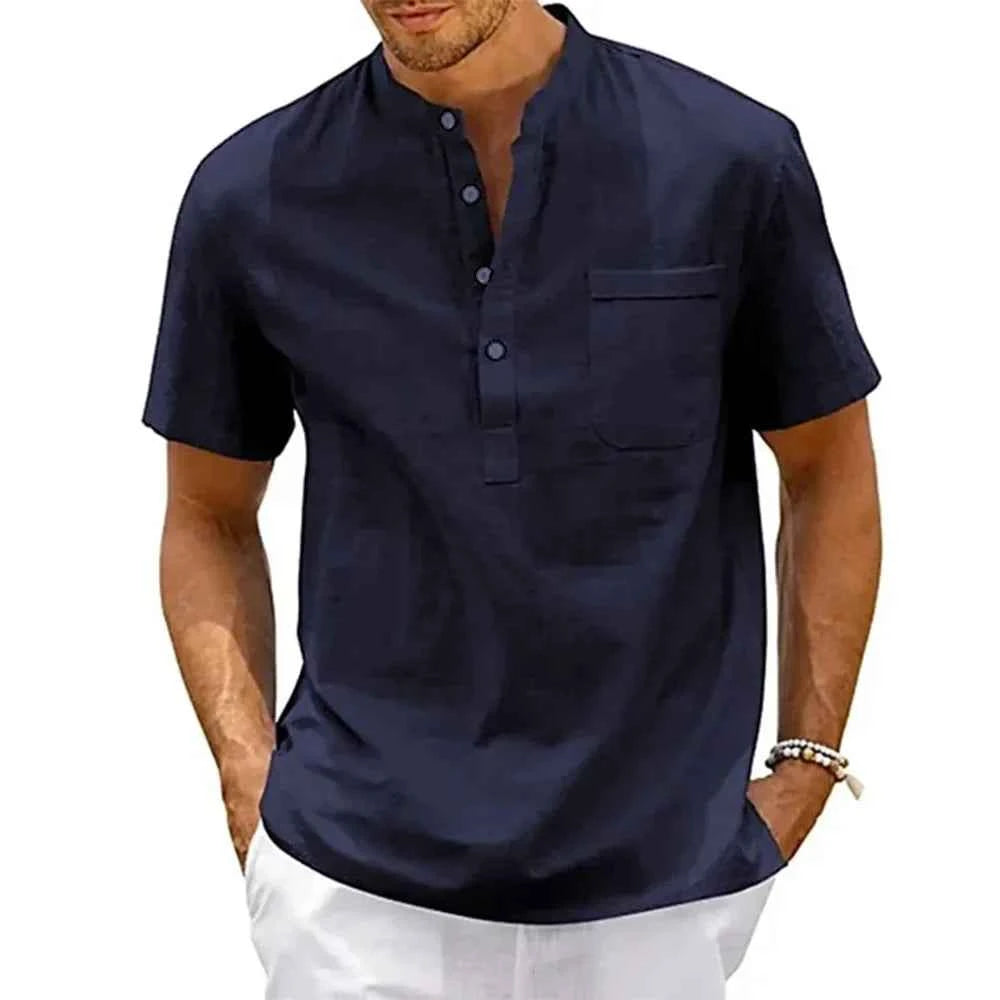 Relaxed Band Collar Shirt