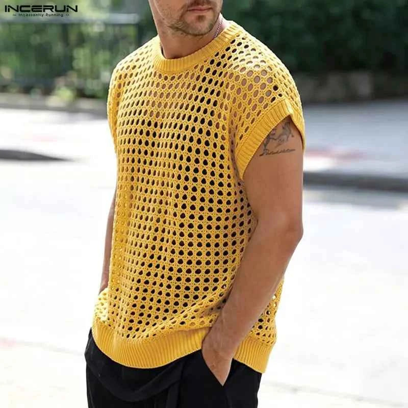 Men's Openwork Knit Vest