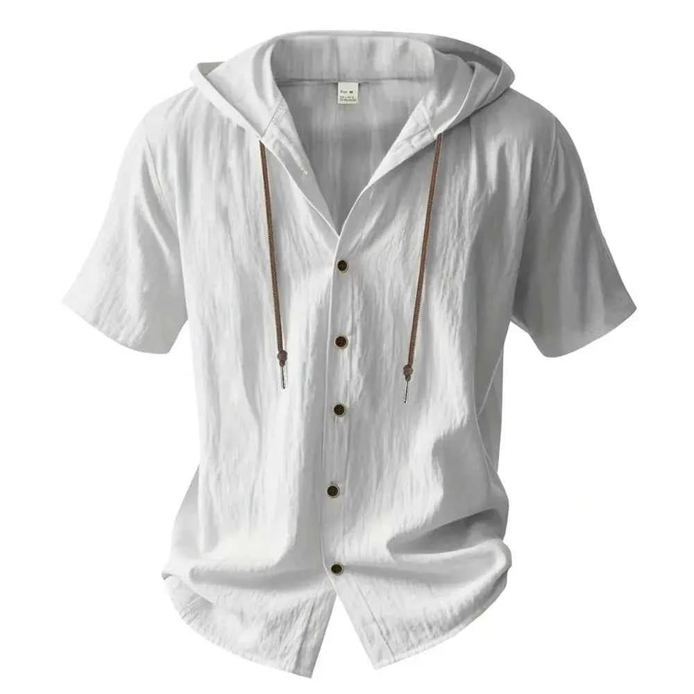 Relaxed Hooded Button-Up Shirt