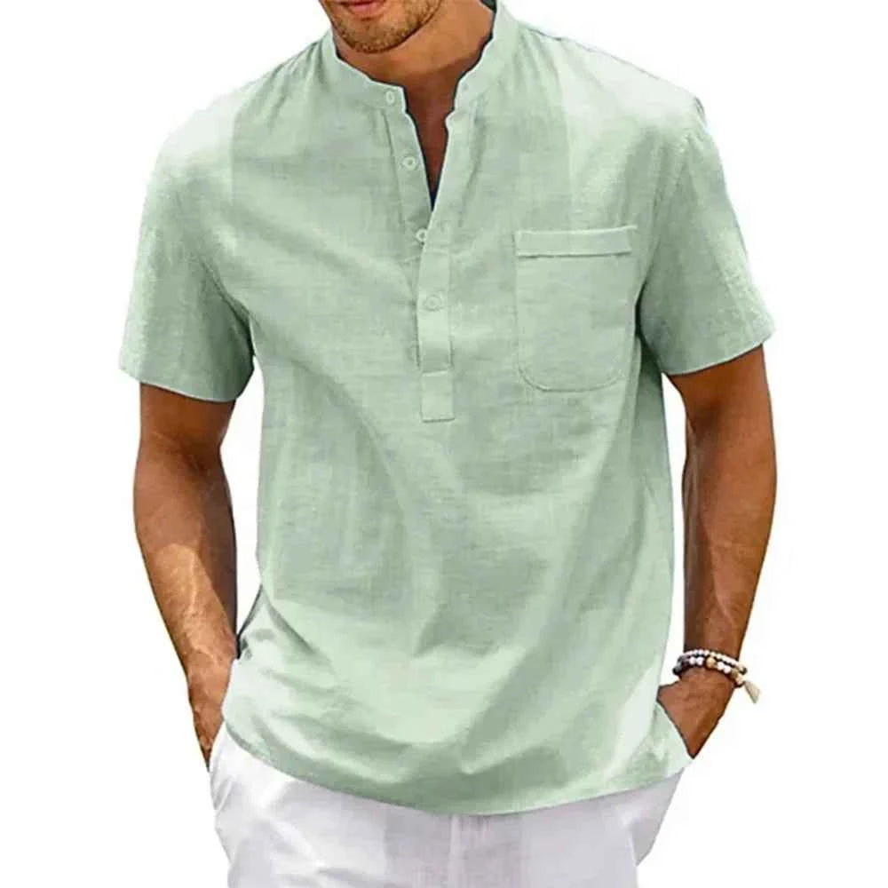 Relaxed Band Collar Shirt