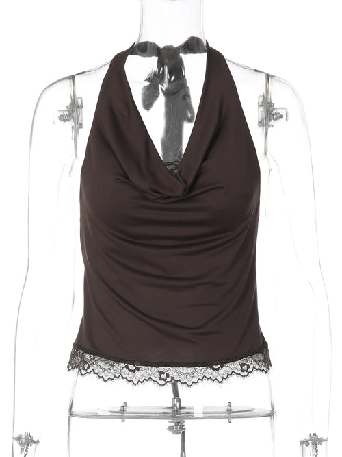 Ruched Lace Halter Top