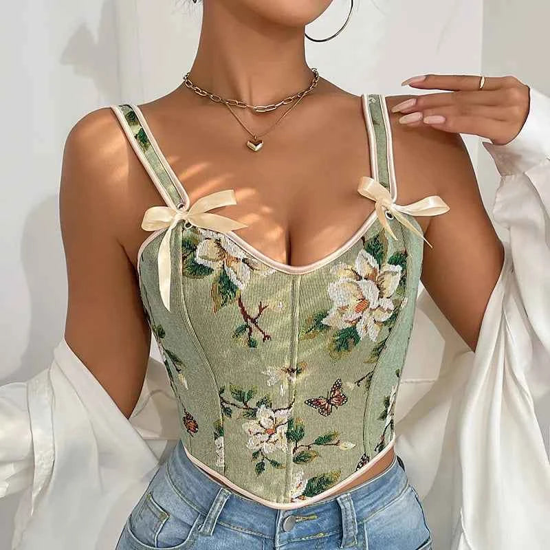 Floral Butterfly Corset Top