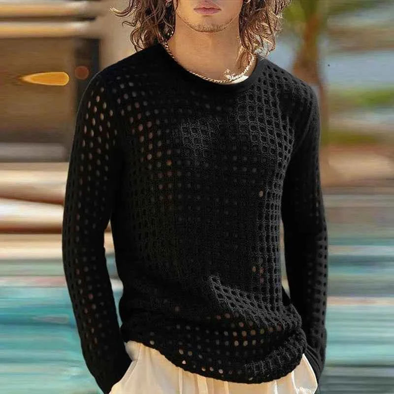 Men's Open Knit Mesh Top