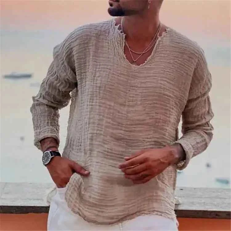 Men's Textured V Neck Shirt