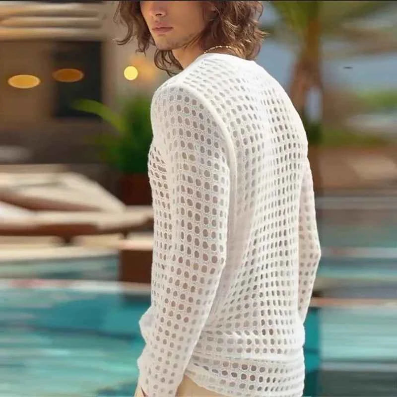 Men's Open Knit Mesh Top
