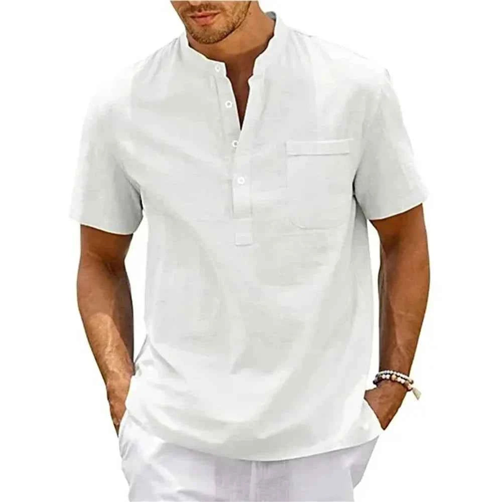 Relaxed Band Collar Shirt