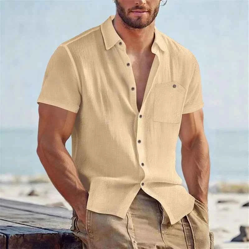 Textured Fitted Button-Up Shirt