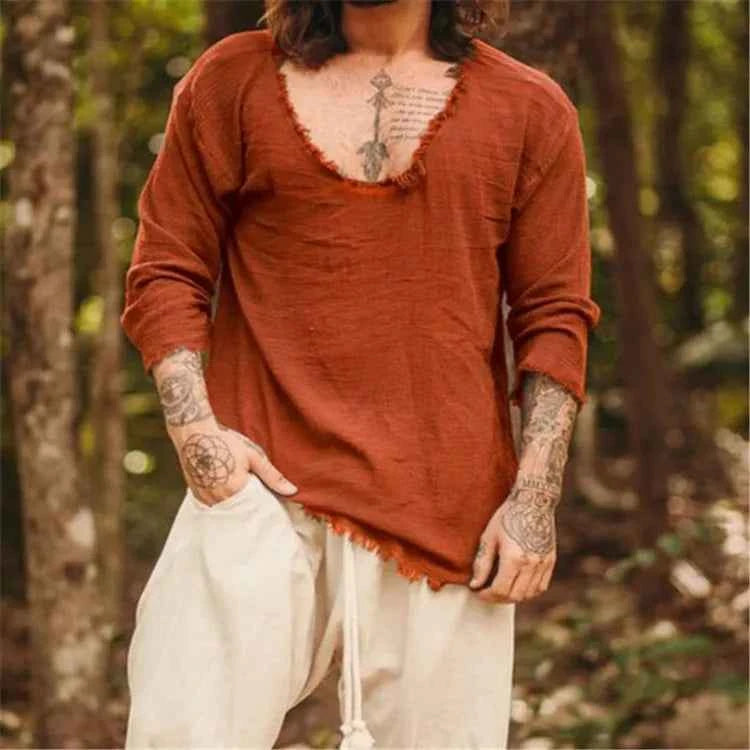 Men's Textured V Neck Shirt