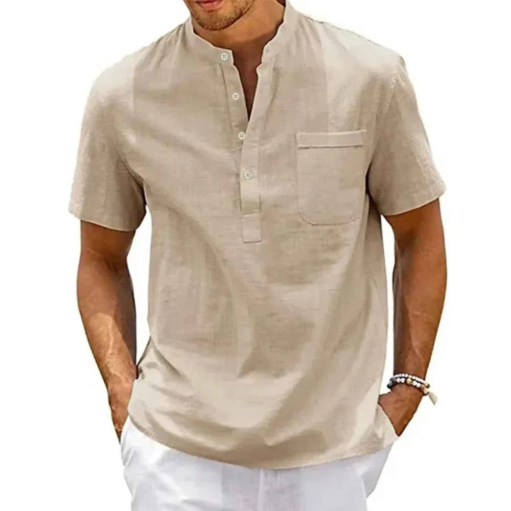 Relaxed Band Collar Shirt
