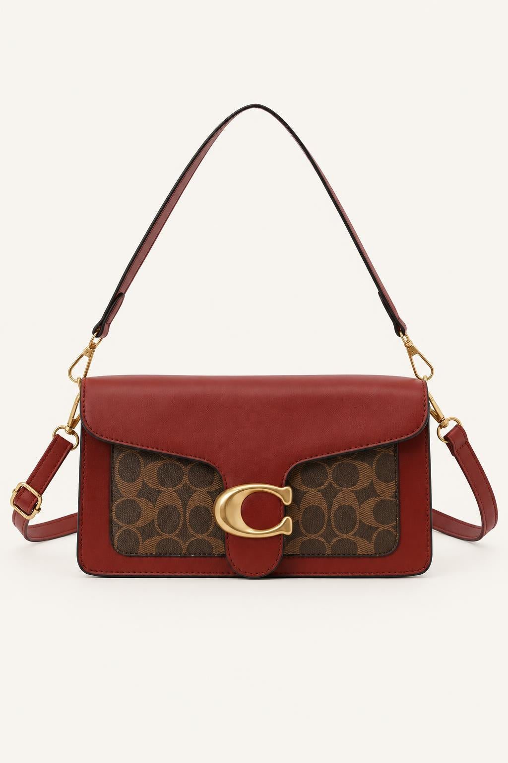 Patterned Flap Shoulder & Crossbody Bag — Red