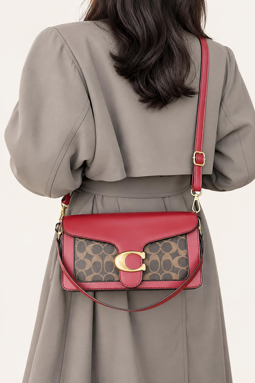 Patterned Flap Shoulder & Crossbody Bag — carrying view