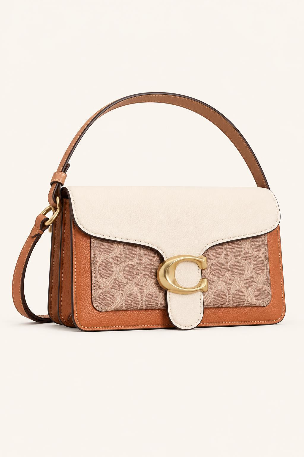 Textured Flap Shoulder & Crossbody Bag — Brown flower 26*7.5*15