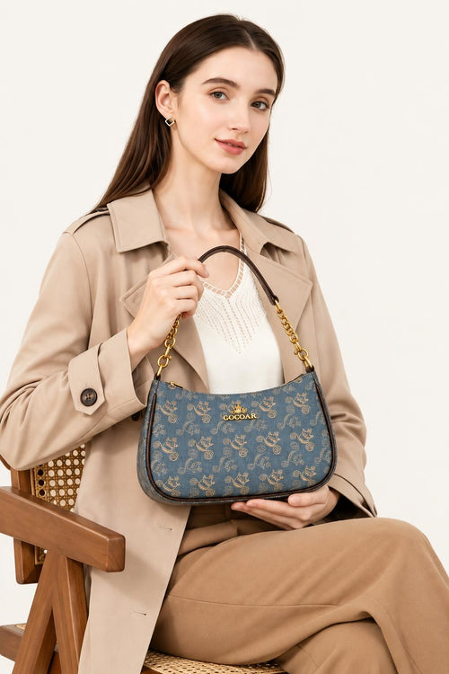 Patterned Crescent Hobo Shoulder Bag