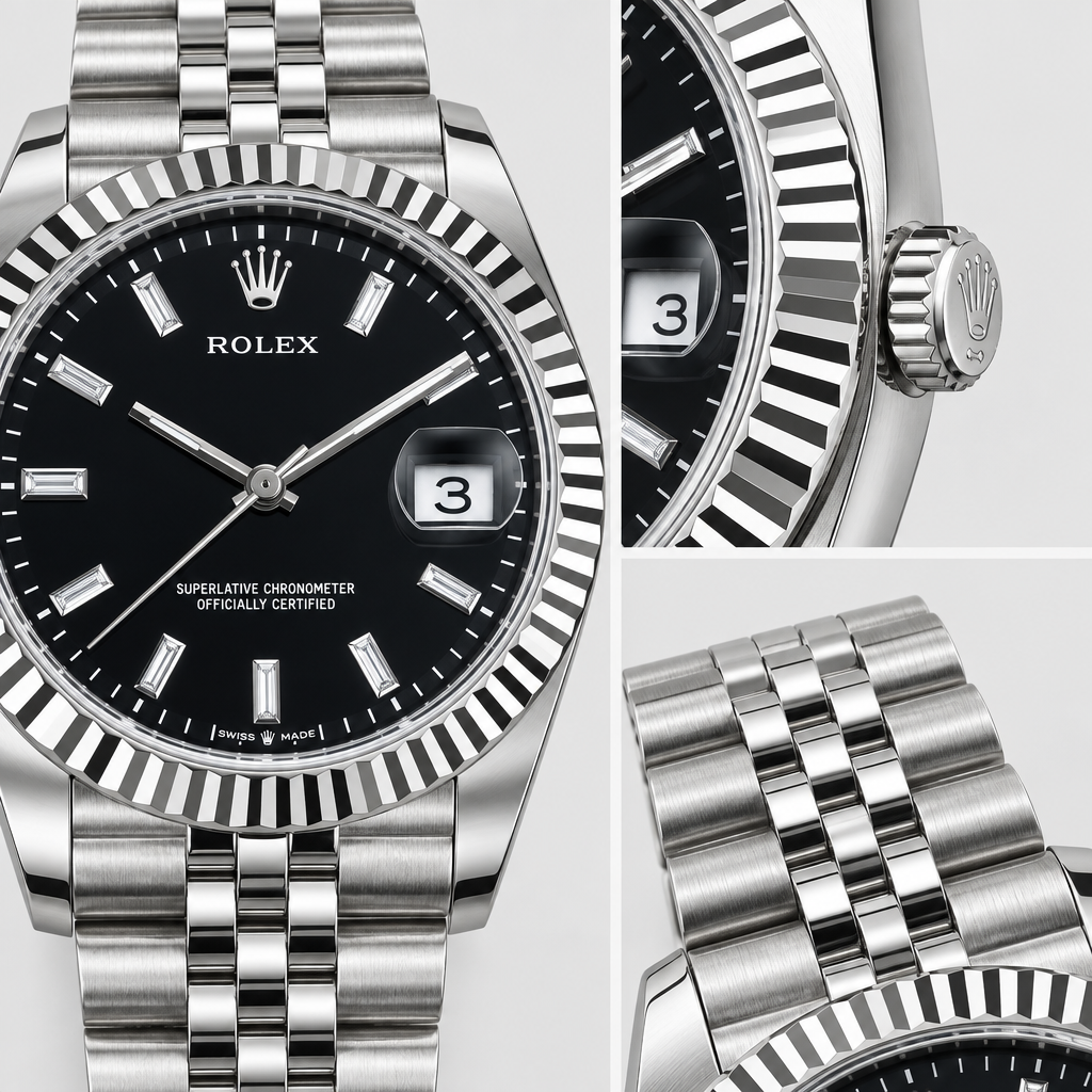 Fluted-Bezel Textured Dial Watch — view 4