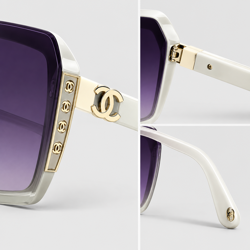 Gold-Hinge Square Sunglasses — view 4