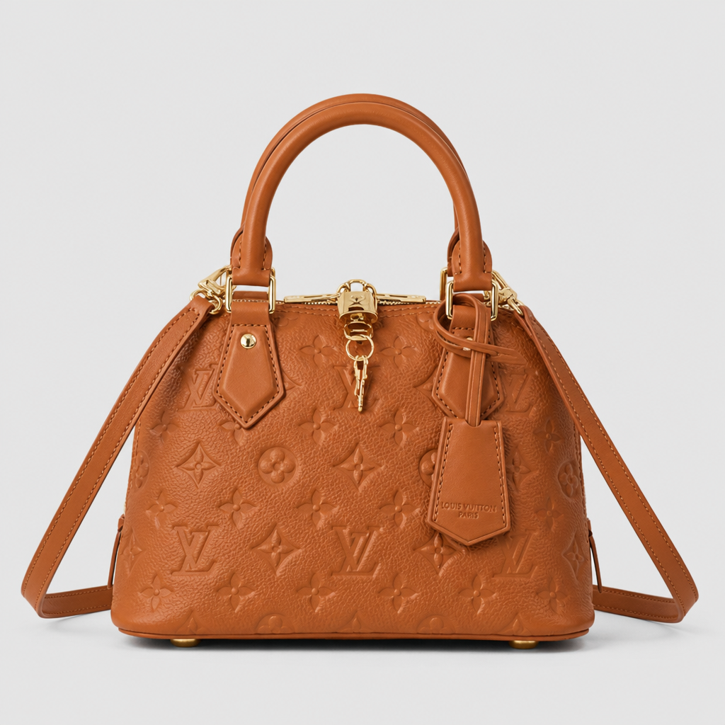Mini Dome Top Handle Bag — front 4 — Cognac Embossed Monogram