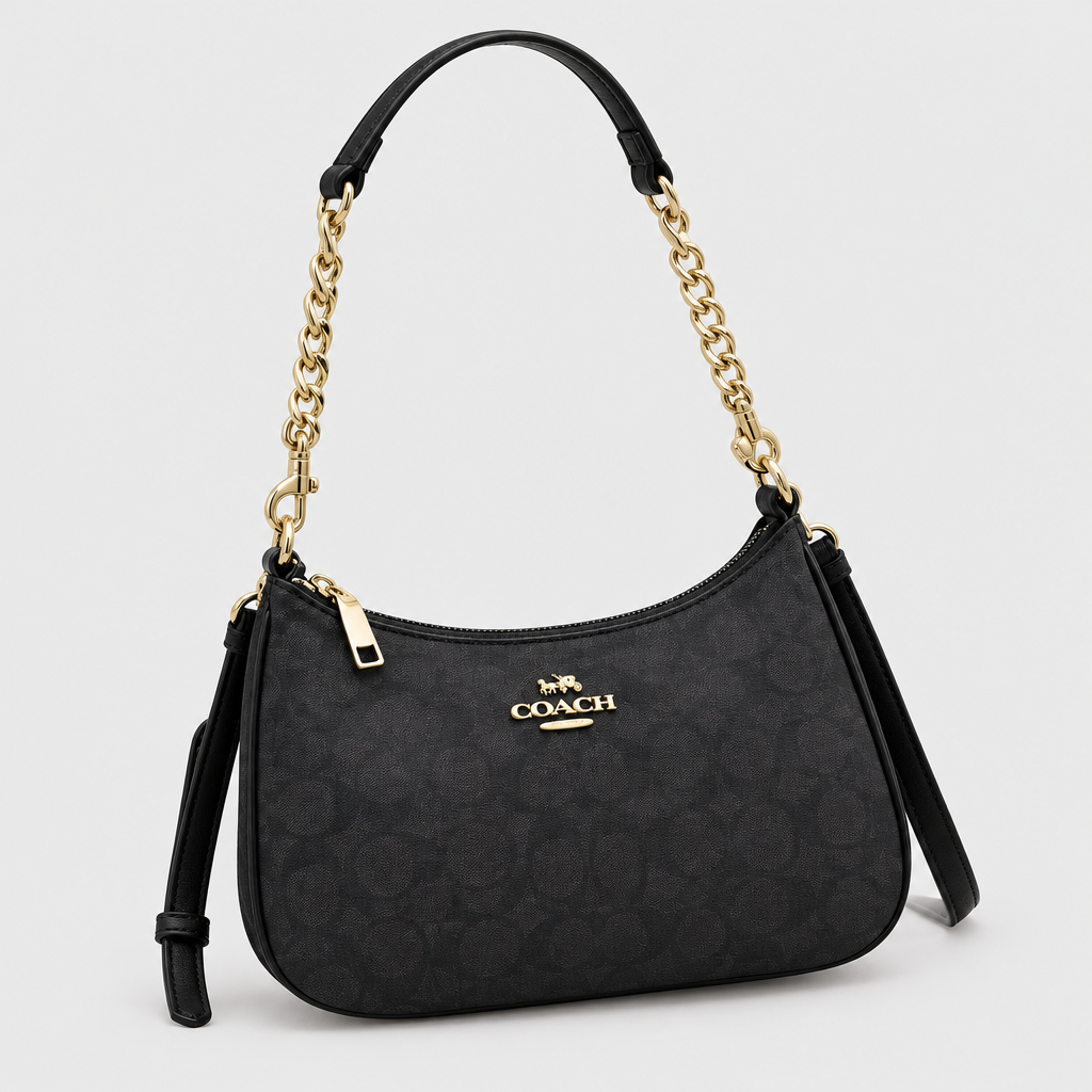 Curved Zip Top Shoulder Bag — view 1