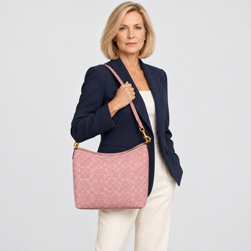 Pink Circular Print Hobo Bag
