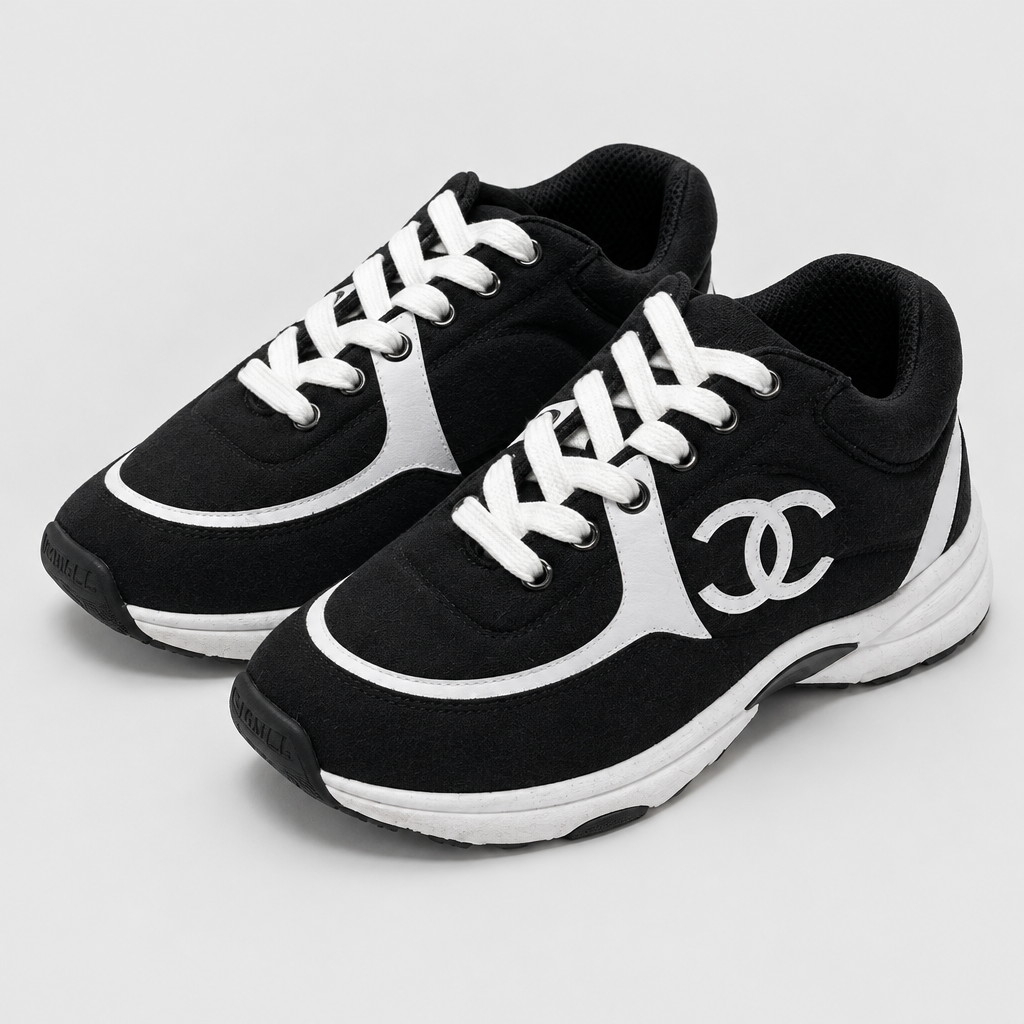 Unisex Black and White Sneakers — view 4