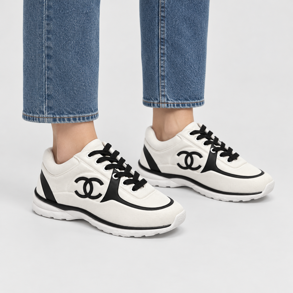 Unisex Black and White Sneakers — view 3