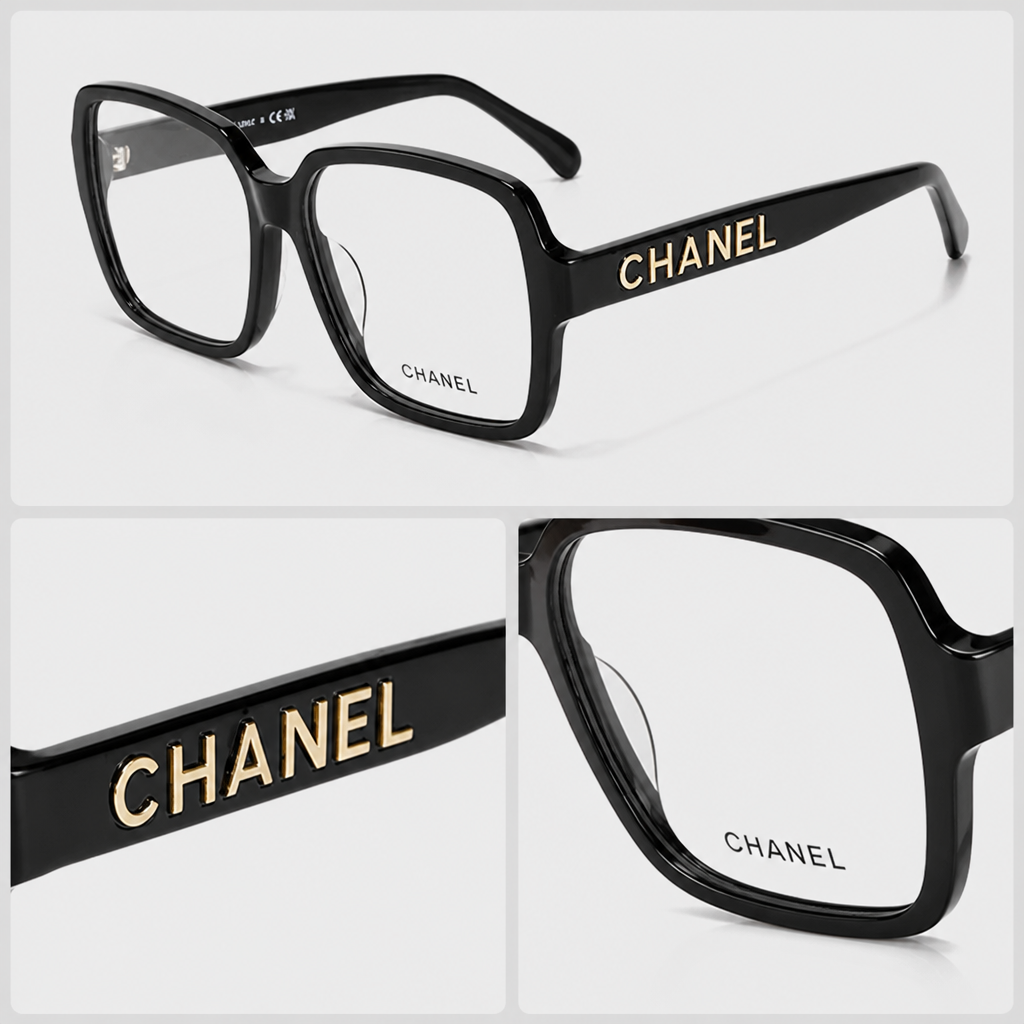 Oversized Square Logo Frames — close-up collage of visible material and hardware details
