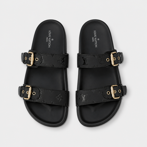 Unisex Metal Buckle Flat Rubber Slippers