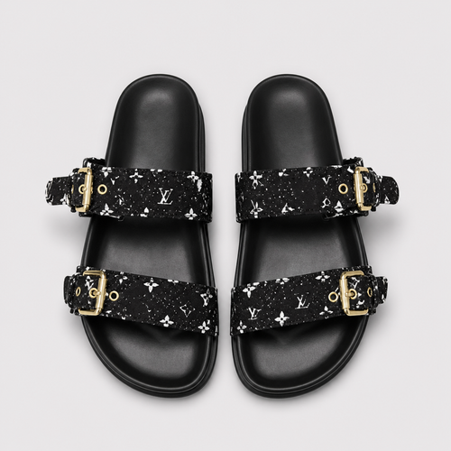 Unisex Metal Buckle Flat Rubber Slippers