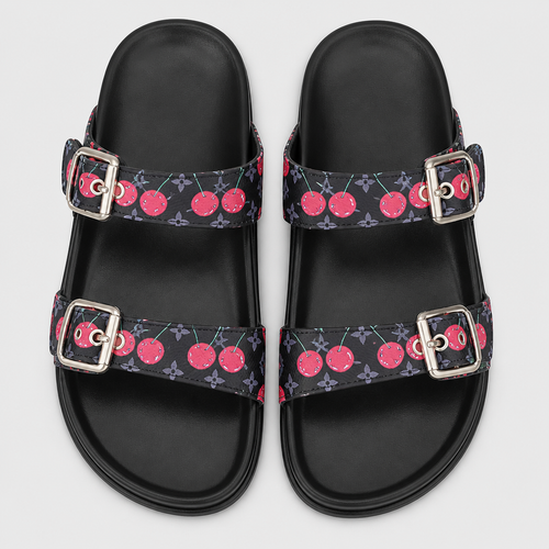 Unisex Metal Buckle Flat Rubber Slippers