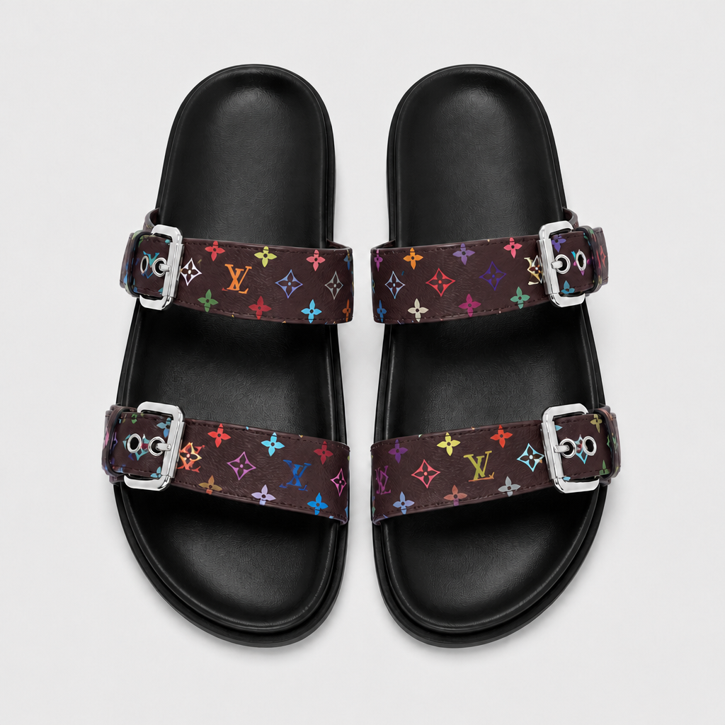 Unisex Metal Buckle Flat Rubber Slippers — view 20