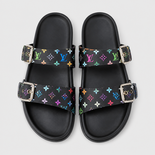 Unisex Metal Buckle Flat Rubber Slippers