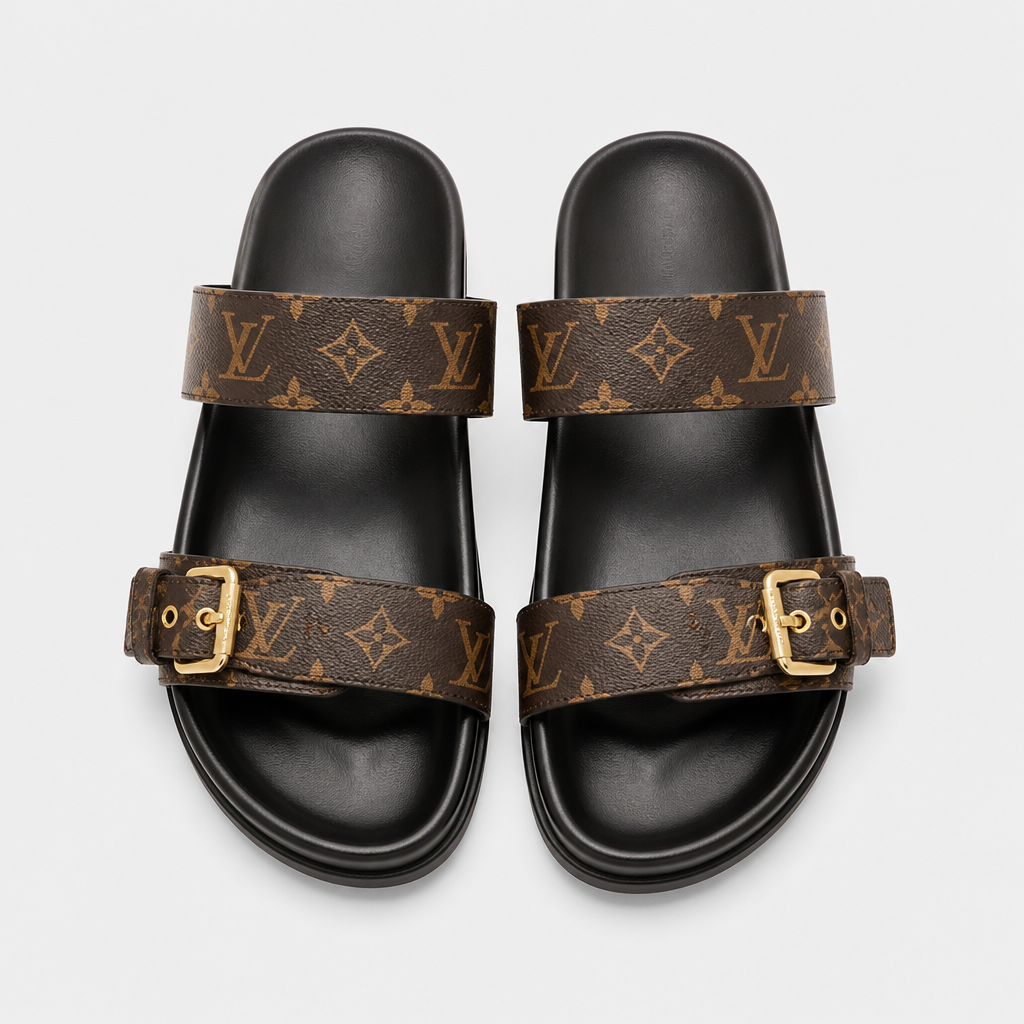 Brown Monogram Single Buckle — front view.
