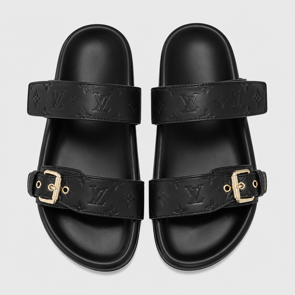 Black Tonal Monogram Single Buckle — front view.
