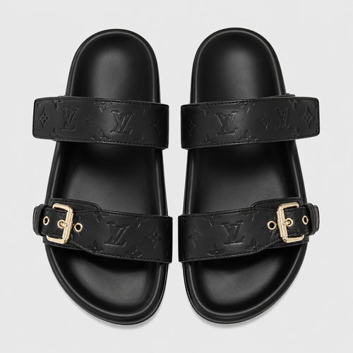 Unisex Metal Buckle Flat Rubber Slippers