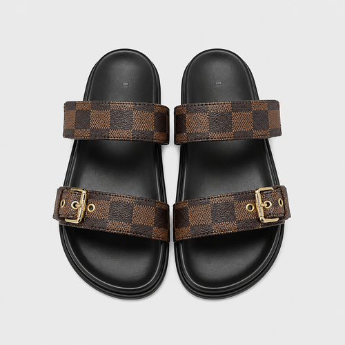 Unisex Metal Buckle Flat Rubber Slippers