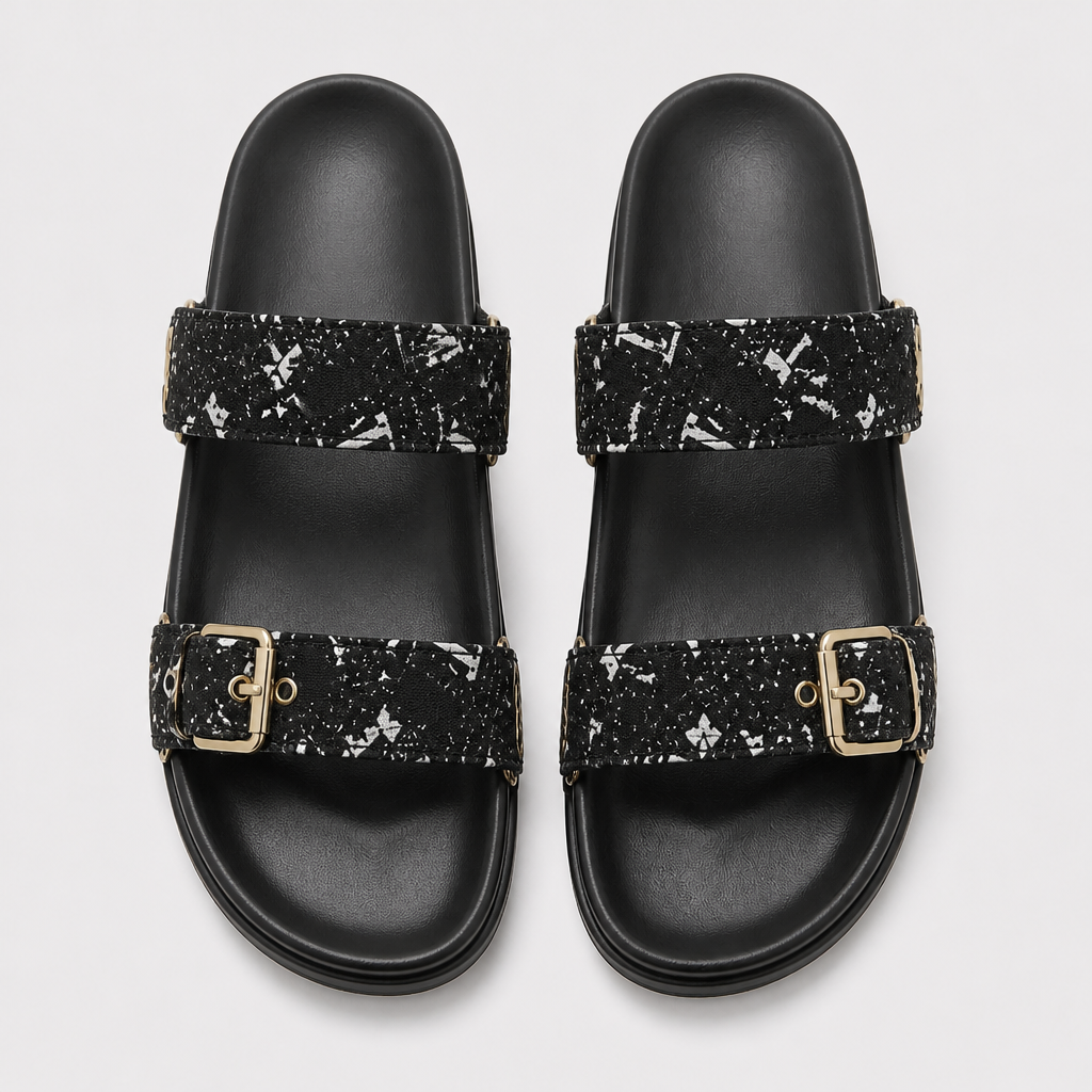 Unisex Metal Buckle Flat Rubber Slippers — view 29