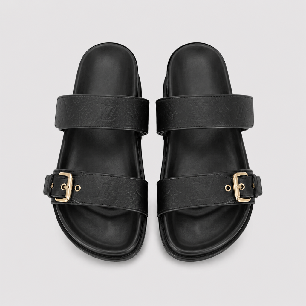 Unisex Metal Buckle Flat Rubber Slippers — view 30