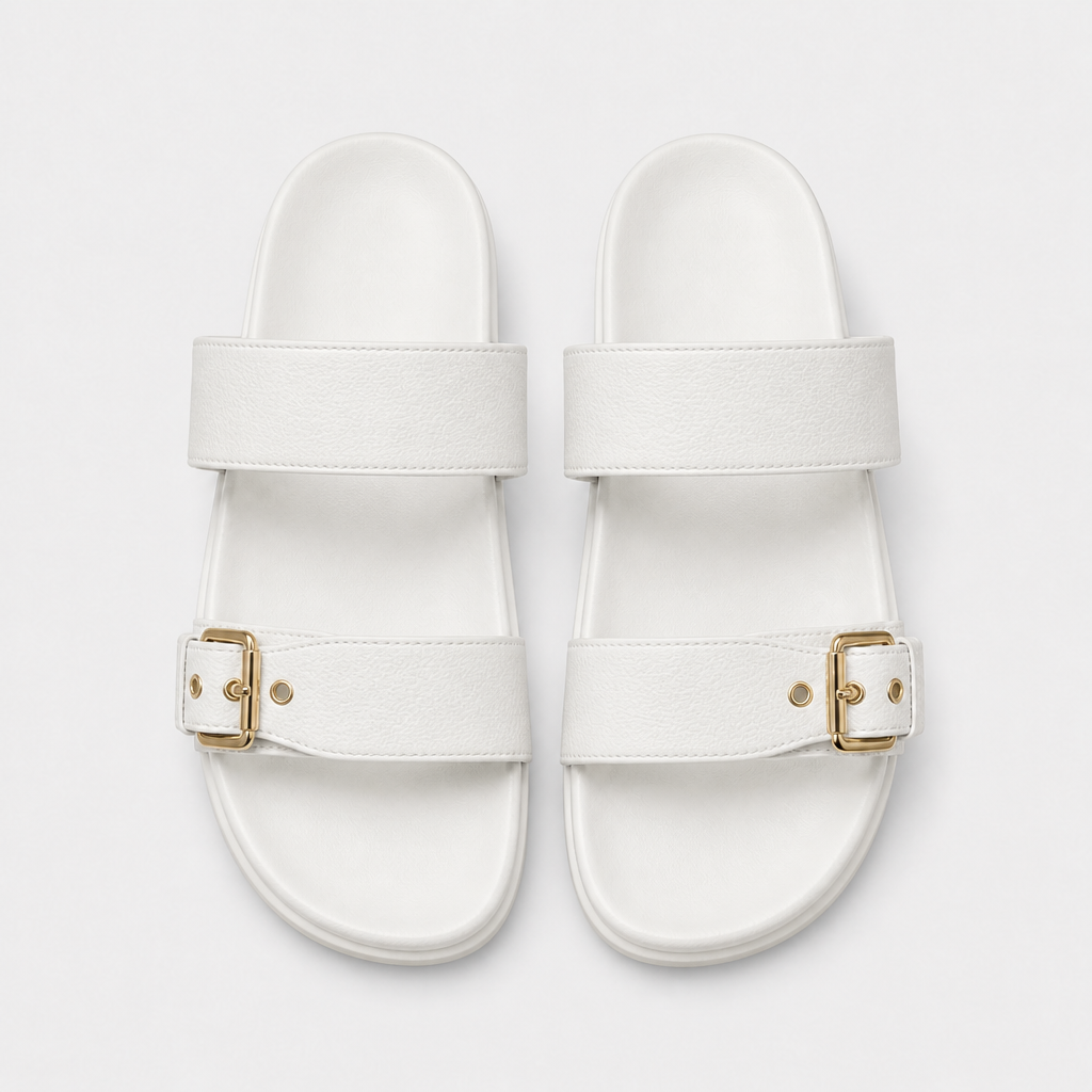 Unisex Metal Buckle Flat Rubber Slippers — view 31