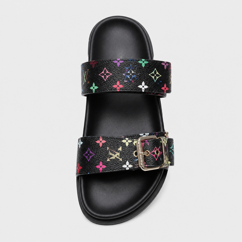 Unisex Metal Buckle Flat Rubber Slippers