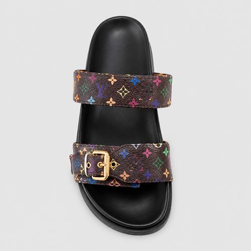 Unisex Metal Buckle Flat Rubber Slippers