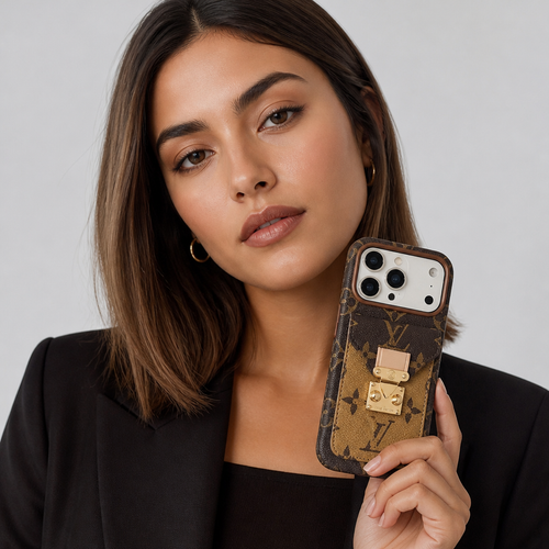 Women's Fashion Lock Card Holder Phone Case for iPhone