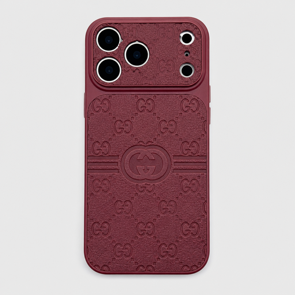 Burgundy – Large G Letter Pattern — front view.