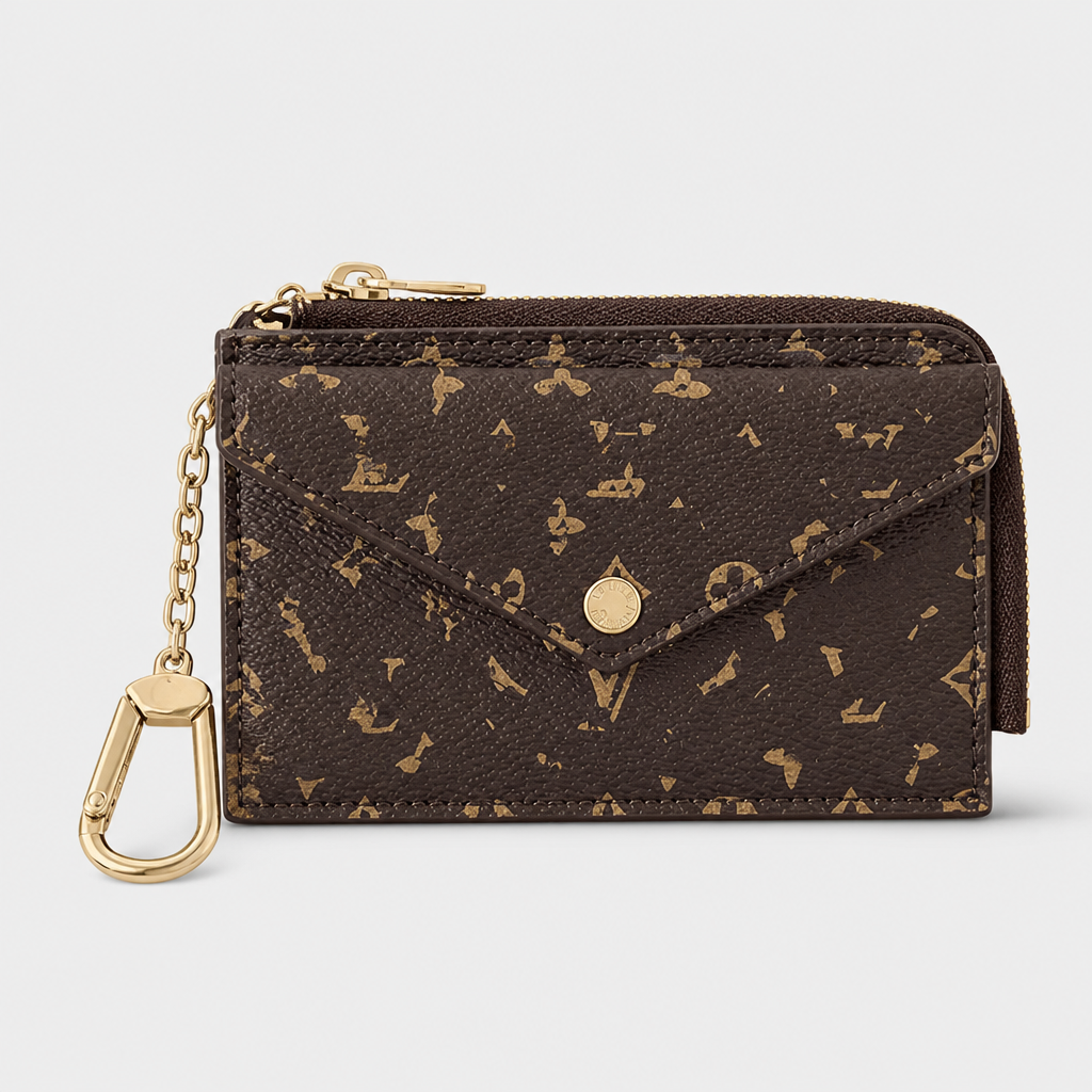Brown Small Floral Motif with Gold Hook — front view.
