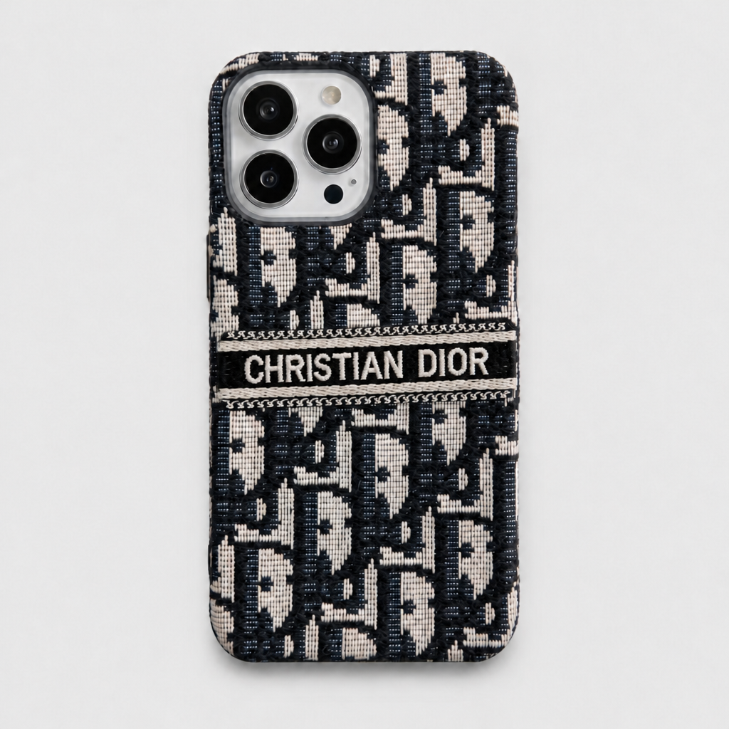 Black & Gray Letter-Pattern Case — front view.