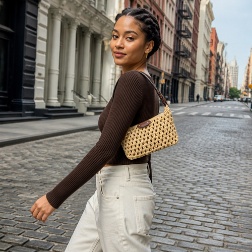Woven Basket Zip Tote