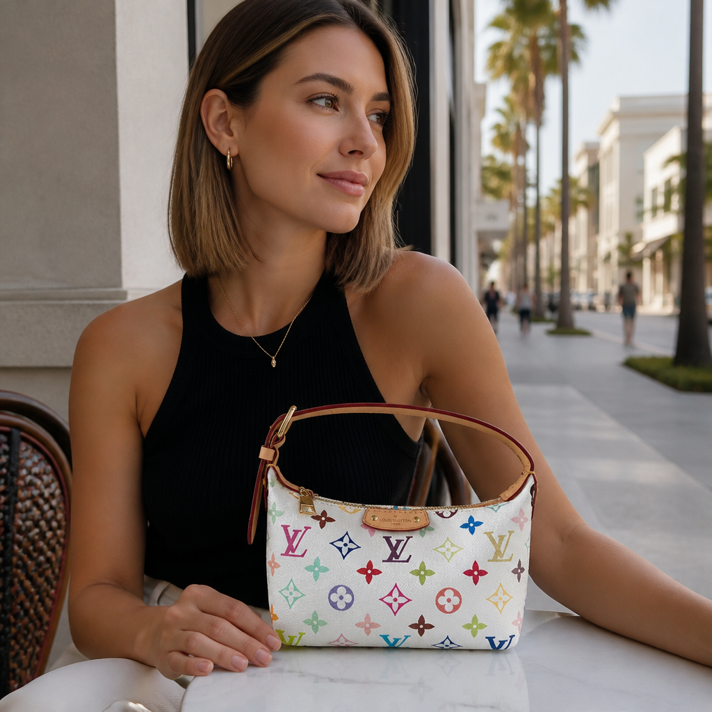 White multicolor monogram — lifestyle photo in Los Angeles.