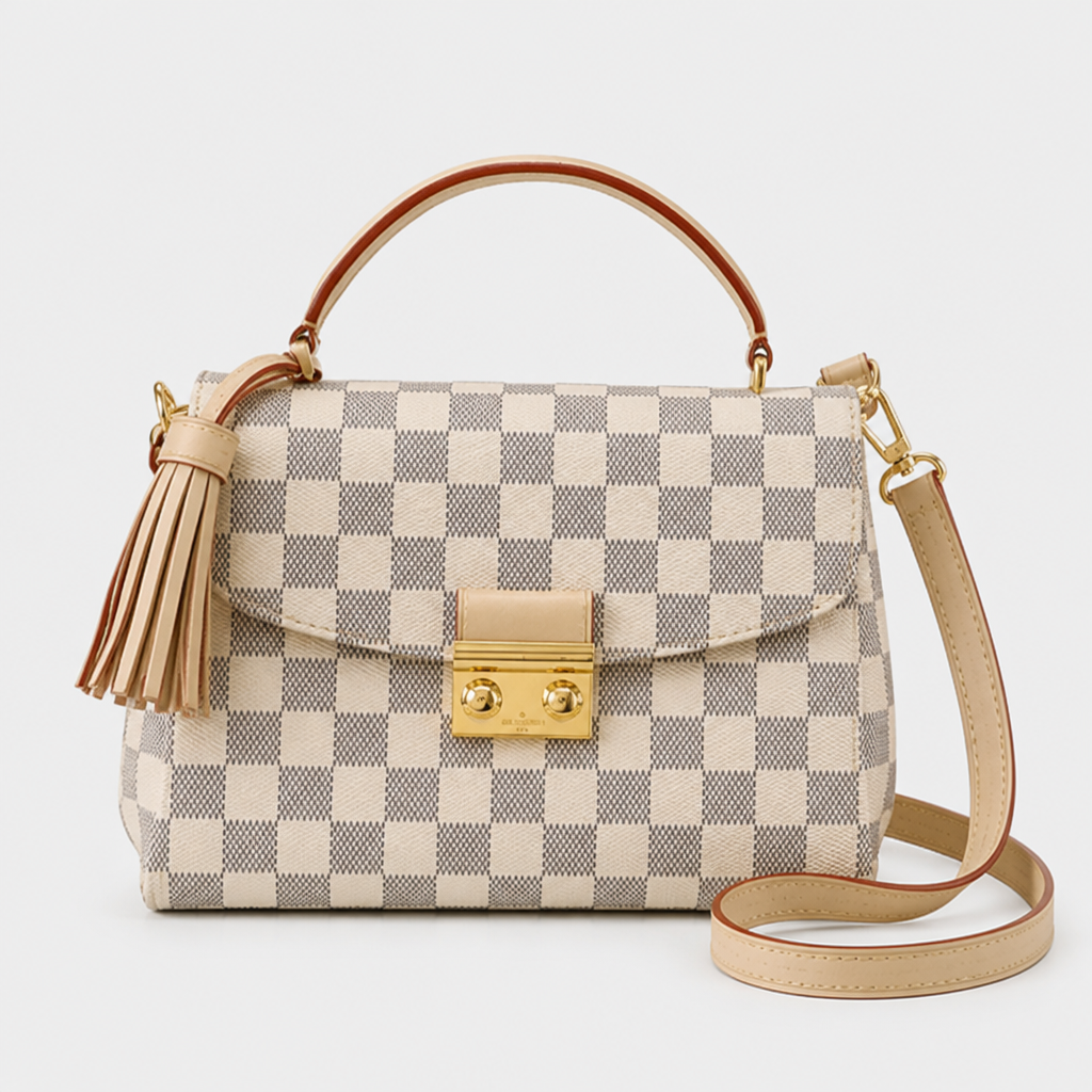Light cream checker — front view.